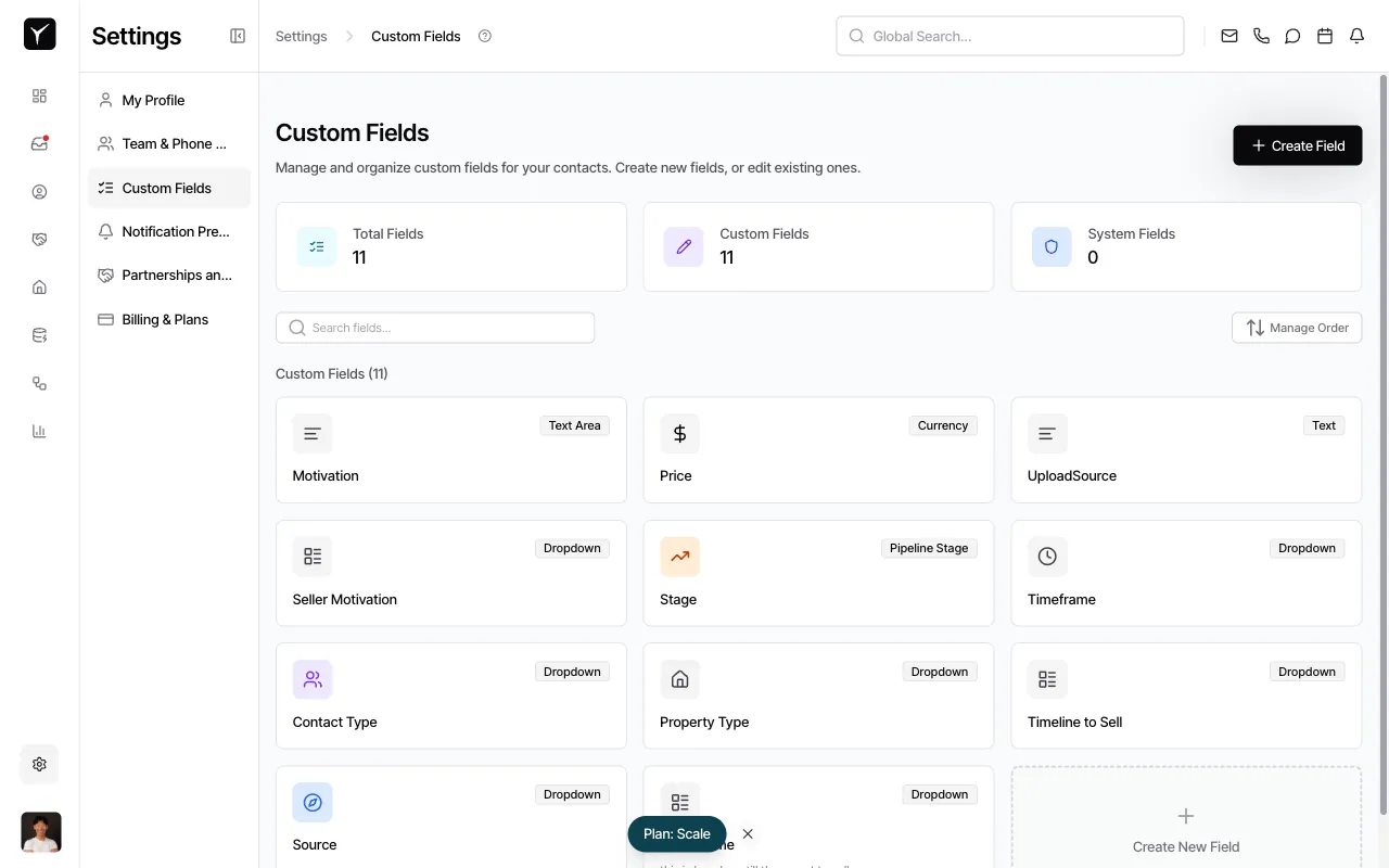 Step 1: Navigate to Custom Fields settings