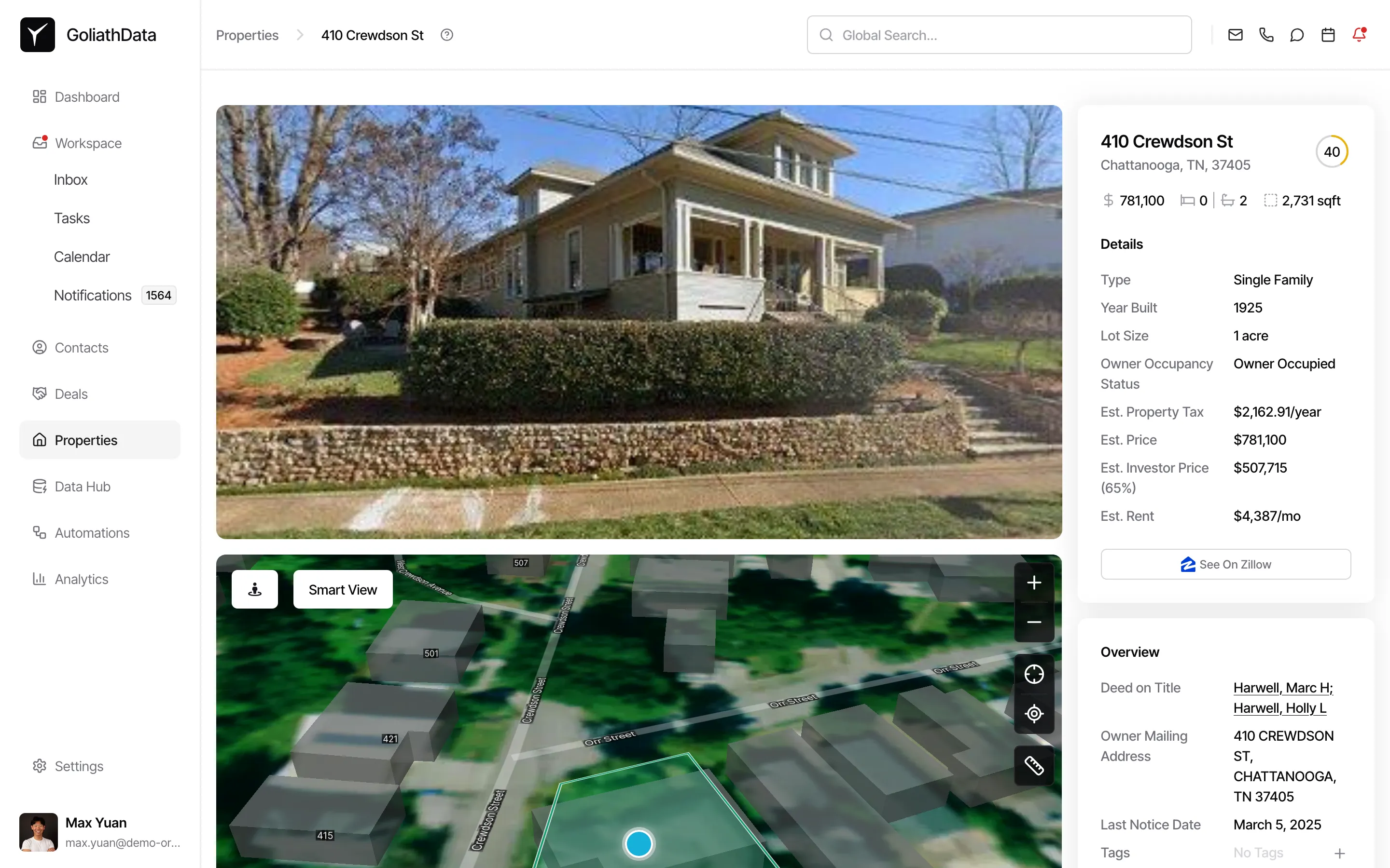 Step 2: Property detail header