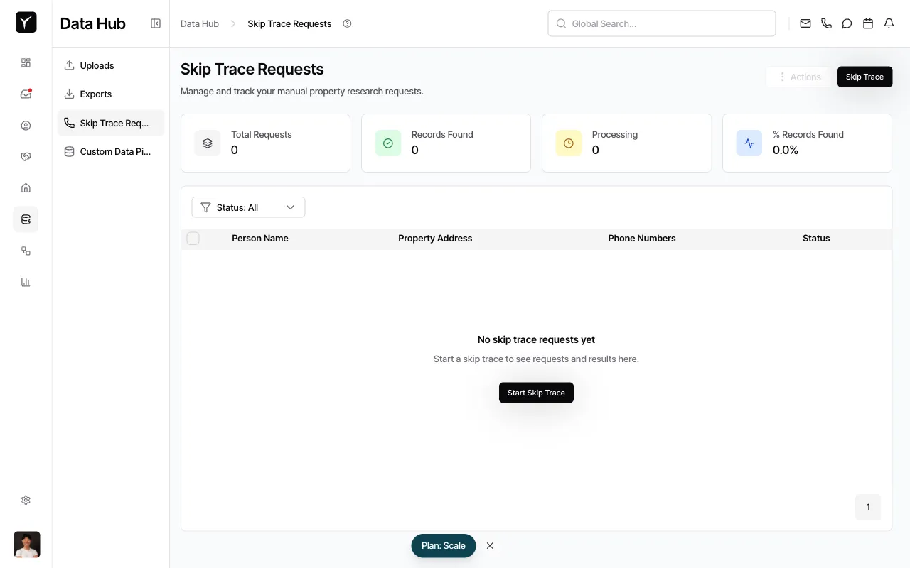 Step 2: New Skip Trace modal