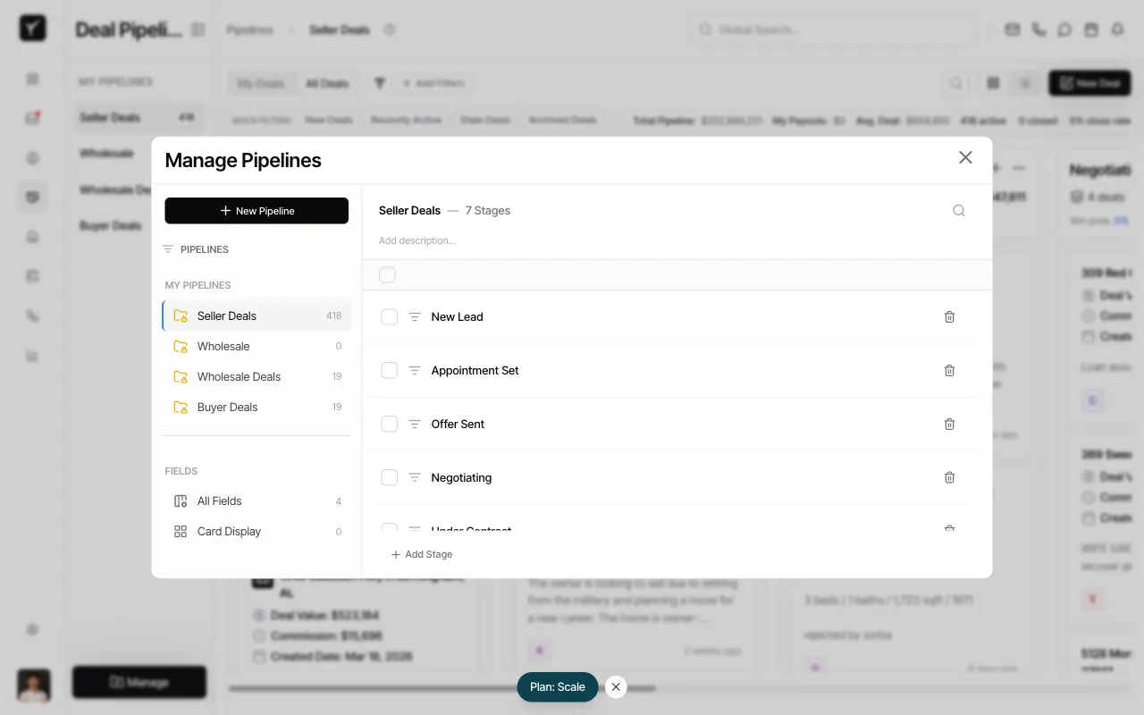 Step 2: Access the Manage Pipelines dialog