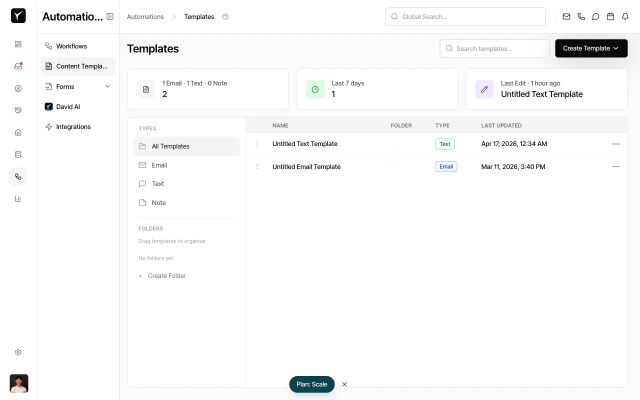 Step 2: Open template menu