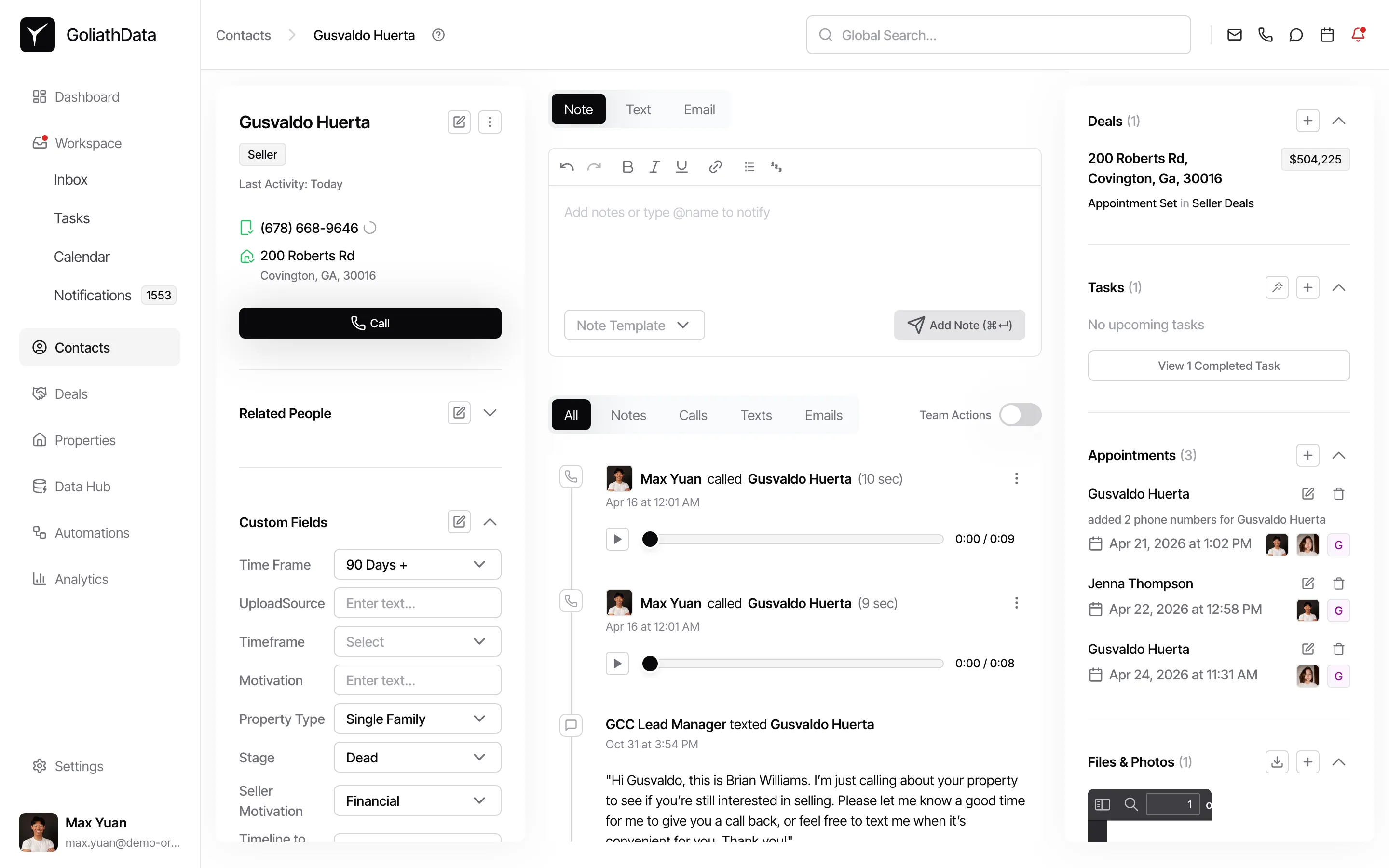 Step 2: Contact record view