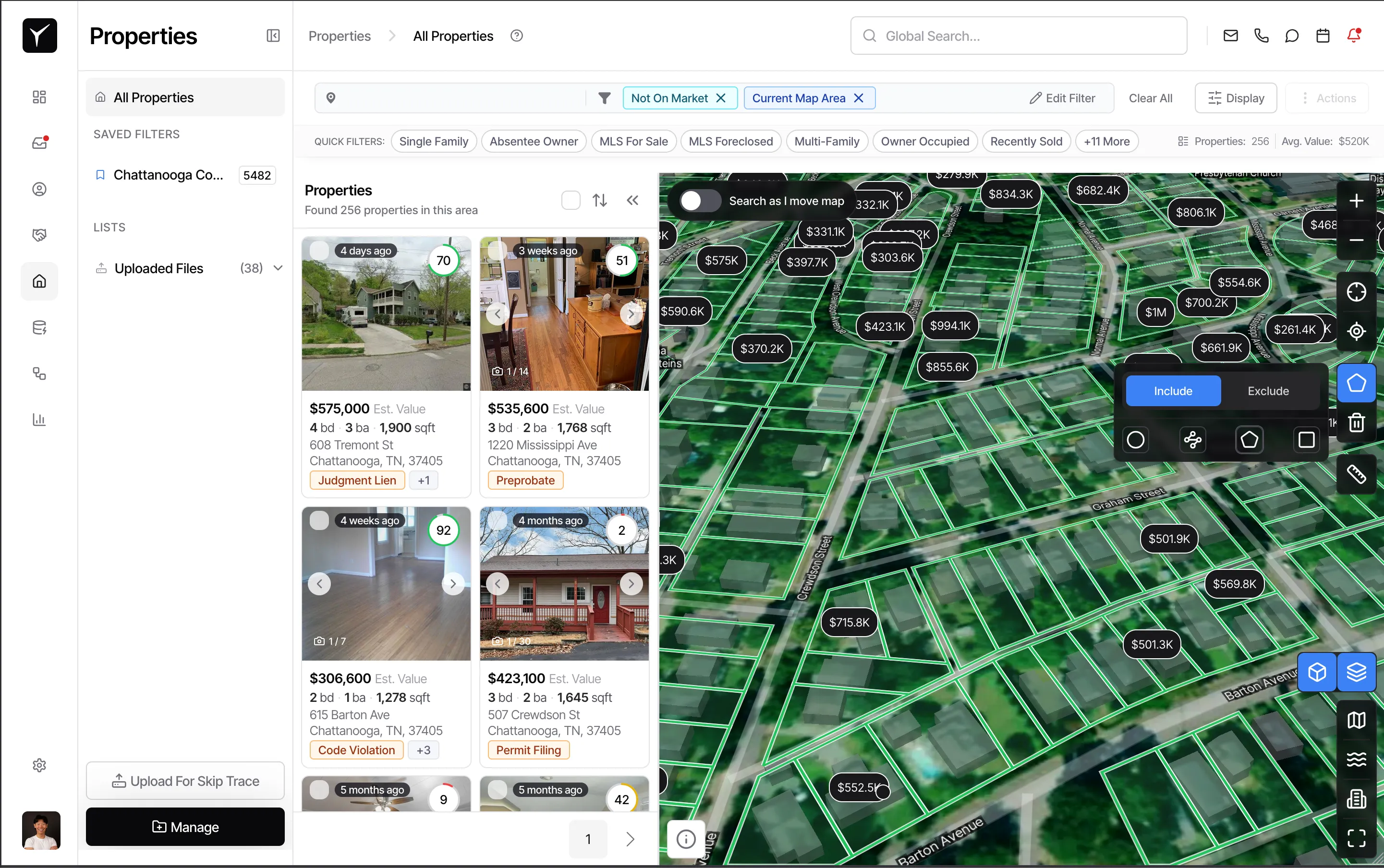 Zoomed in on a target area