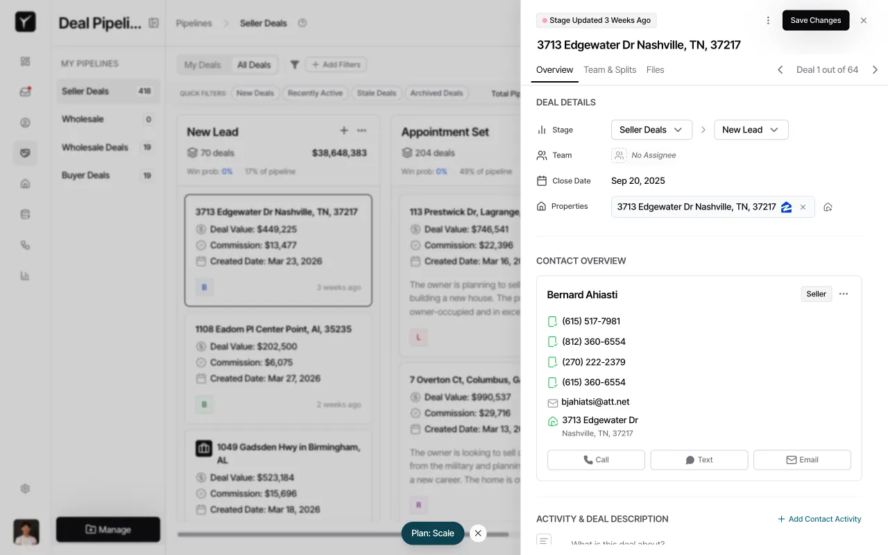 Step 3: Stage dropdown showing current selection