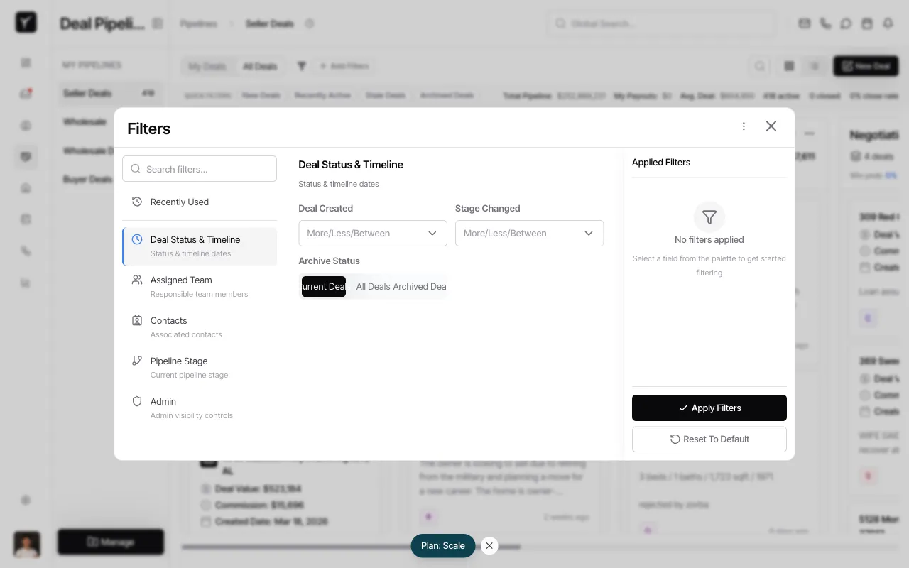 Step 2: Filter panel showing categories and applied filters section