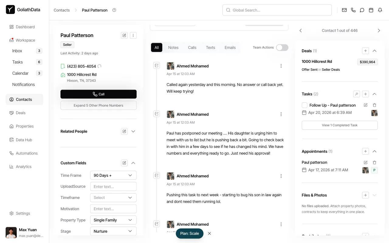 Step 3: Scrolling the activity timeline