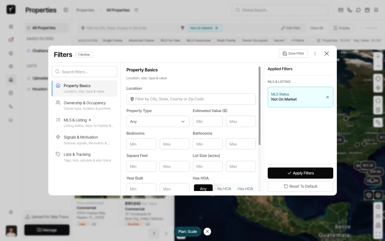Step 3: Filter dialog