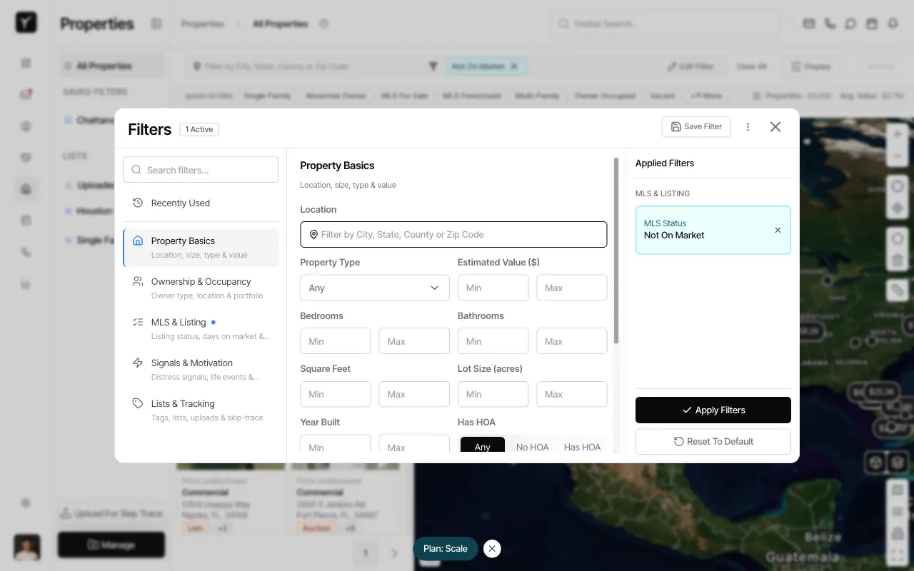Step 3: Selecting a filter category
