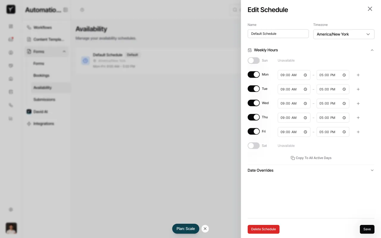 Step 4: Configure date overrides