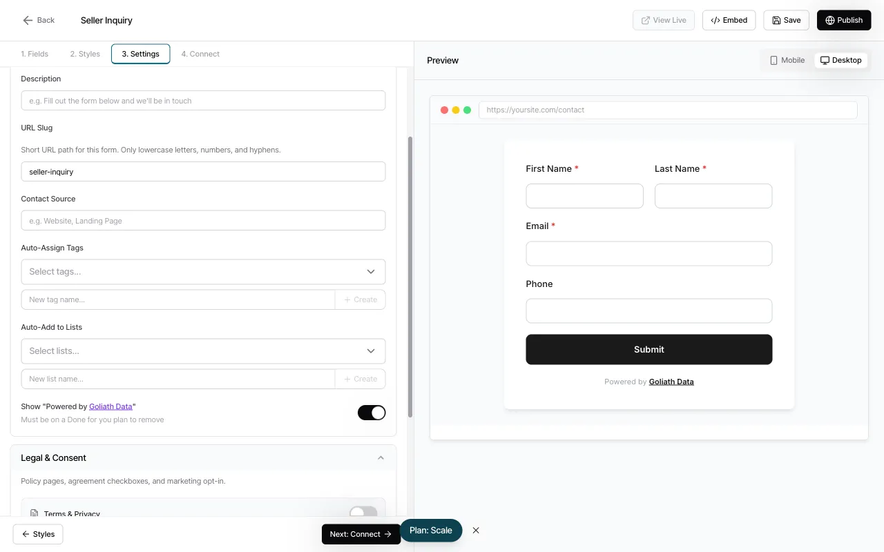 Step 7: Styles tab with theme options