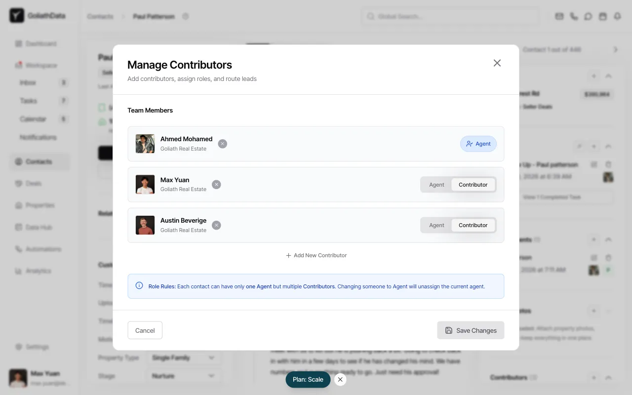 Step 2: Open Manage Contributors dialog