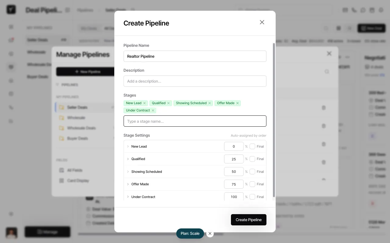 Step 4: Pipeline name and stages filled in