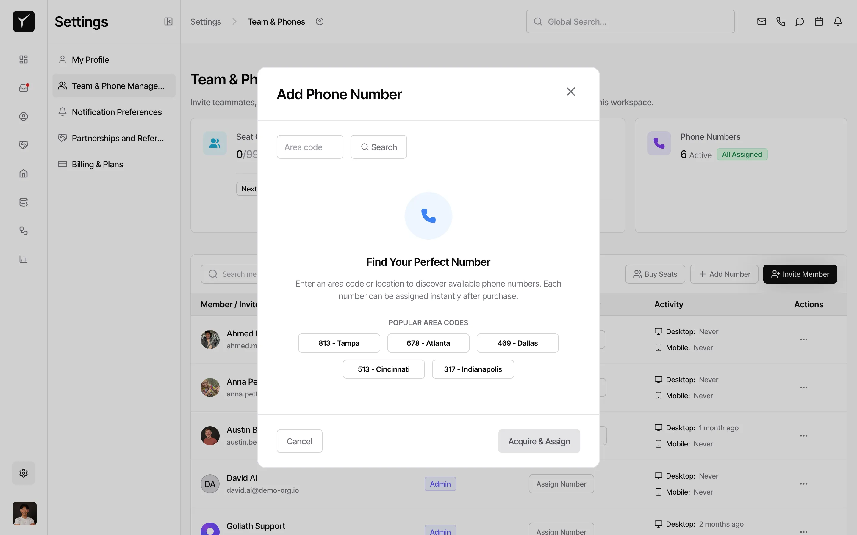 Add phone number dialog