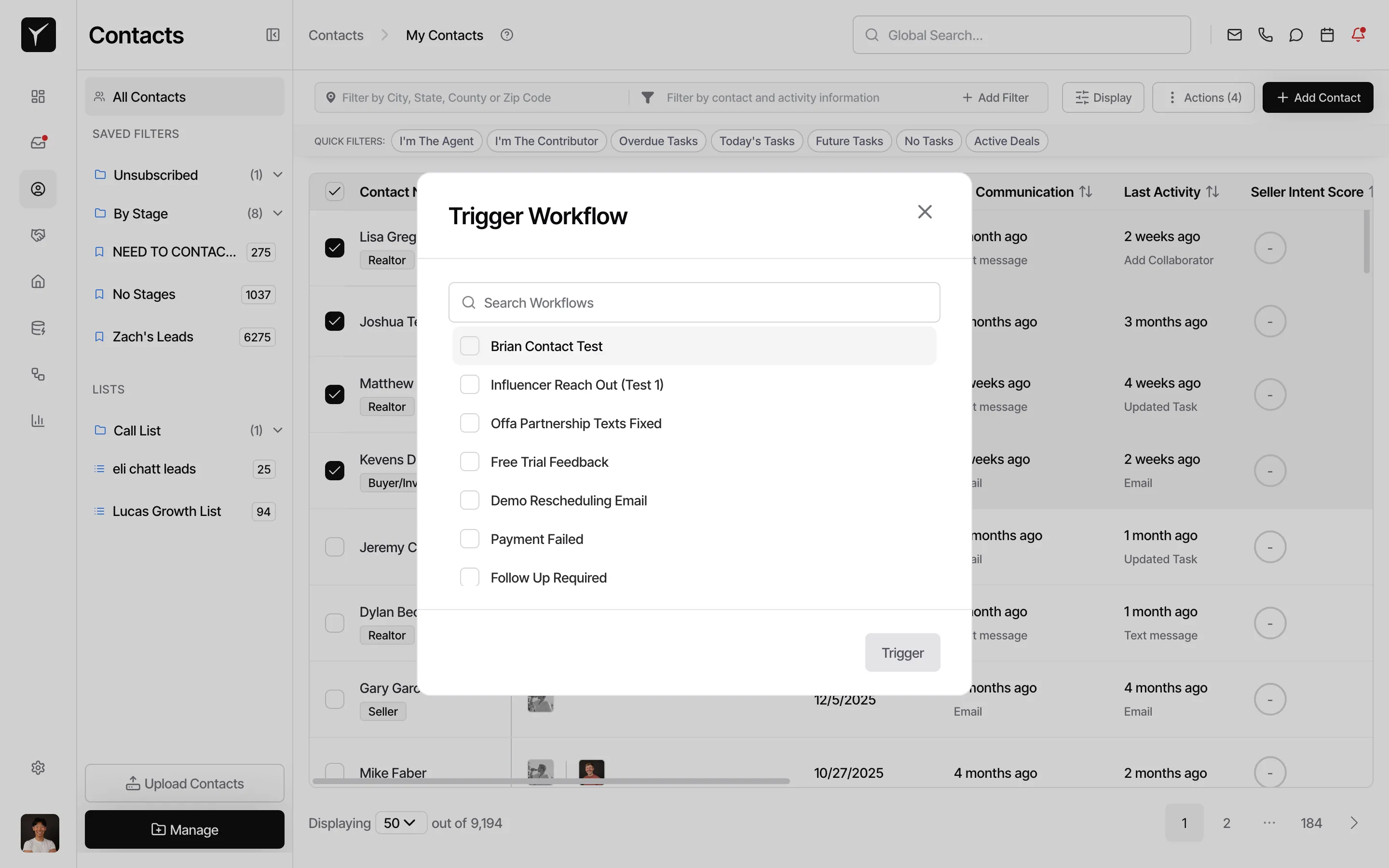 Workflow picker dialog